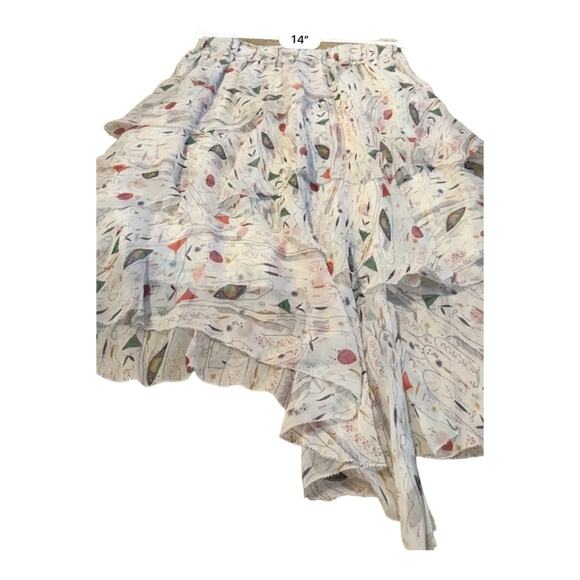 Isabel Marant Jeezon Gathered Asymmetrical Printed Silk Skirt in Erell Sz 42 - Picture 8 of 10
